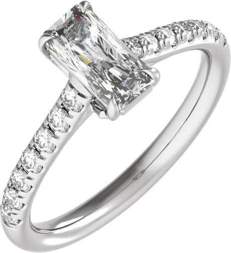 14K White Gold 8.6x4.3 mm Radiant 1 1/3 CTW Lab-Grown Diamond Engagement Ring