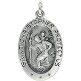 Sterling Silver 19x14 mm Oval St. Christopher Medal