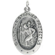 14K White 19x14 mm Oval St. Christopher Medal