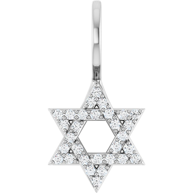 14K White Gold 1/8 CTW Natural Diamond Star of David Pendant