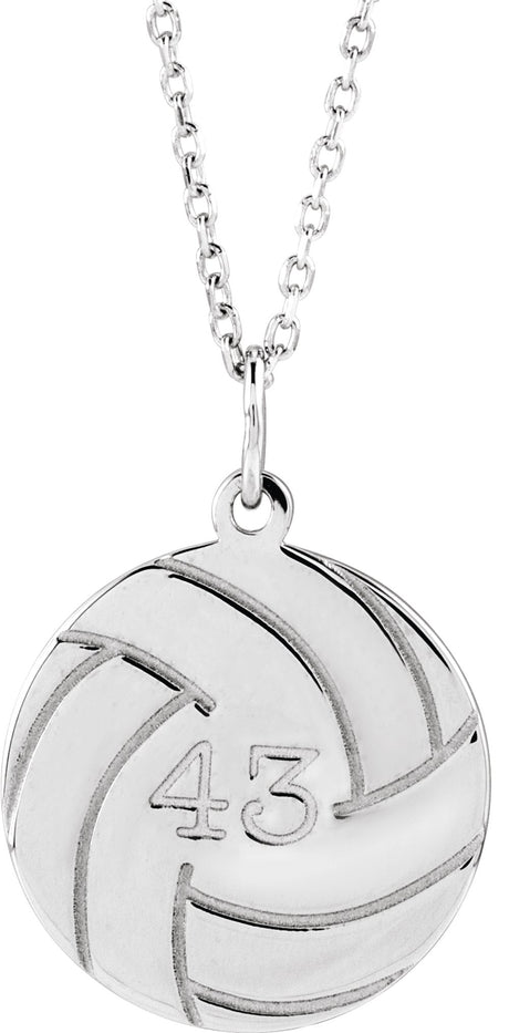 Sterling Silver Engravable Volleyball 16-18" Necklace