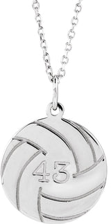 Sterling Silver Engravable Volleyball 16-18" Necklace