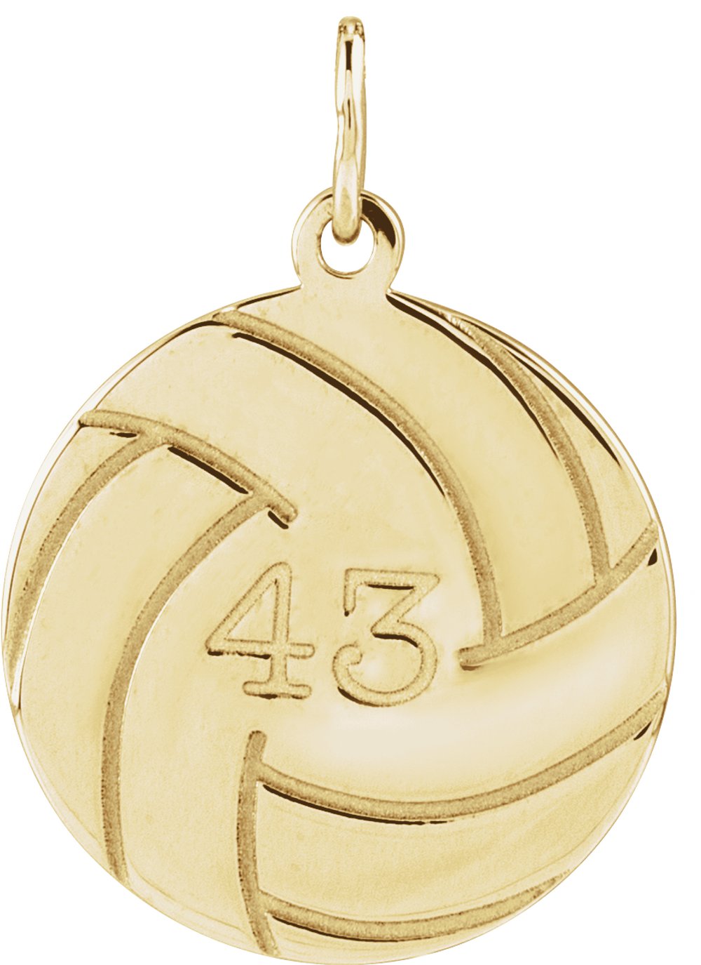14K Yellow Gold Engravable Volleyball Pendant