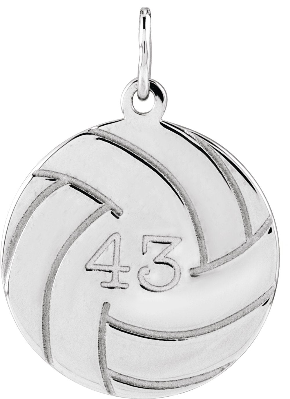 Sterling Silver Engravable Volleyball Pendant