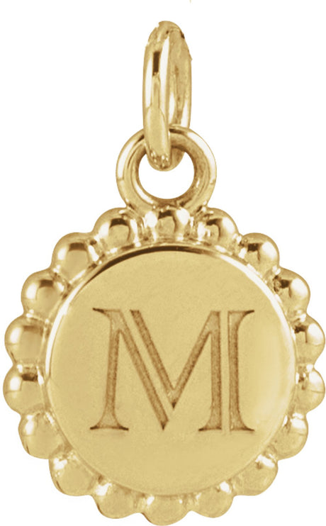 14K Yellow Engravable Beaded Disc Pendant