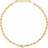 14K Yellow Gold Engravable Bar & Mirror Chain 7 1/2" Bracelet