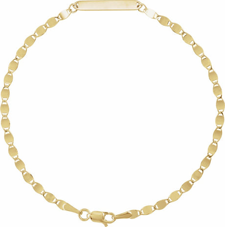 14K Yellow Gold Engravable Bar & Mirror Chain 7 1/2" Bracelet