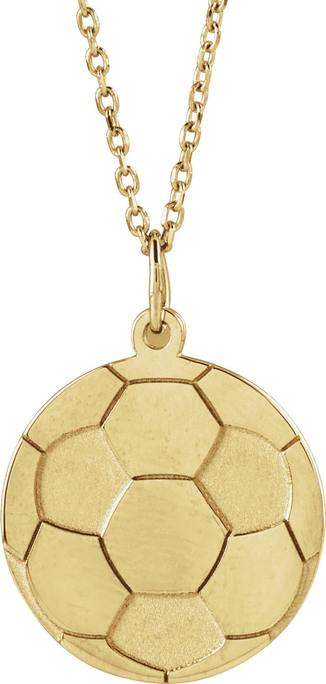 14K Yellow Gold Engravable Soccer 16-18" Necklace