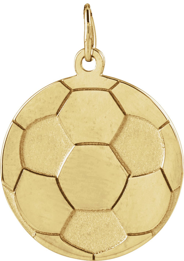 10K Yellow Gold Engravable Soccer Pendant