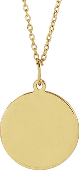 14K Yellow Gold Engravable Soccer 16-18" Necklace