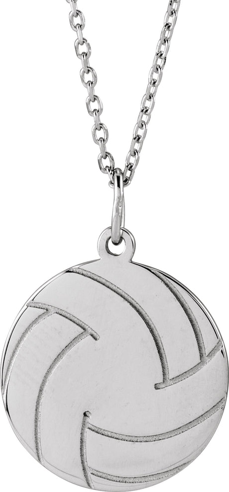 Sterling Silver Engravable Volleyball 16-18" Necklace
