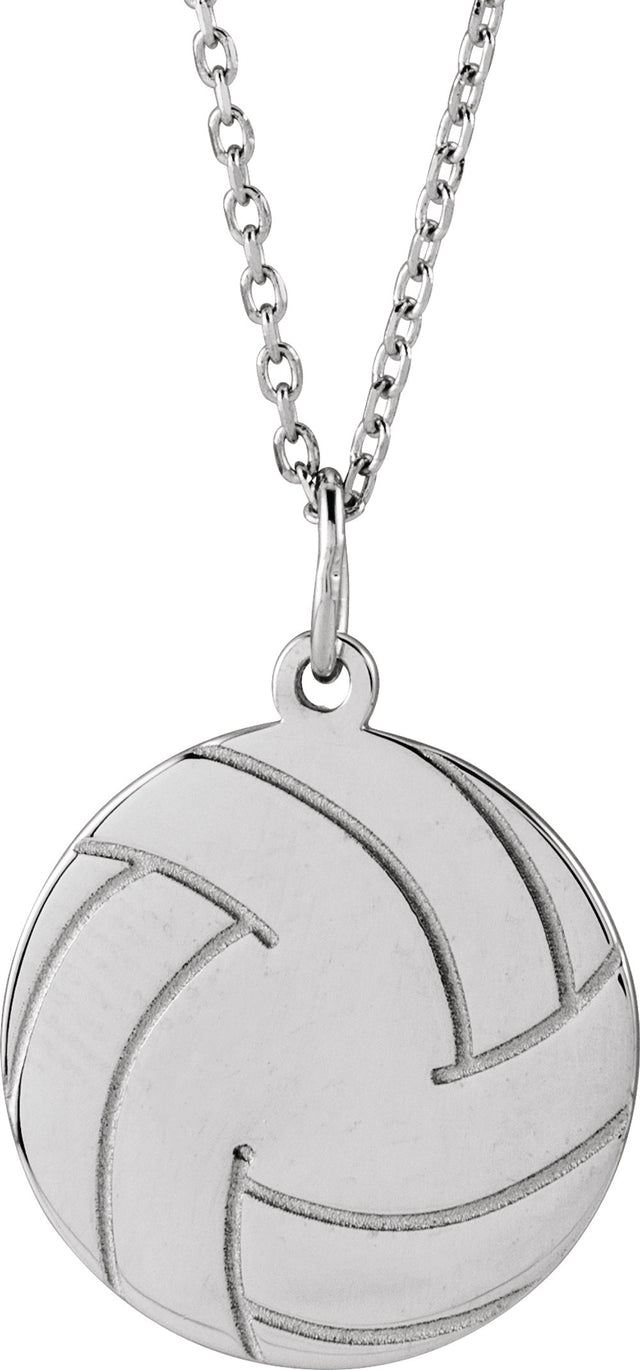 Sterling Silver Engravable Volleyball 16-18" Necklace