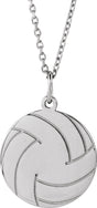Sterling Silver Engravable Volleyball 16-18" Necklace