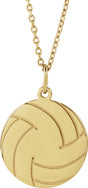 14K Yellow Gold Engravable Volleyball 16-18" Necklace
