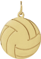 14K Yellow Gold Engravable Volleyball Pendant