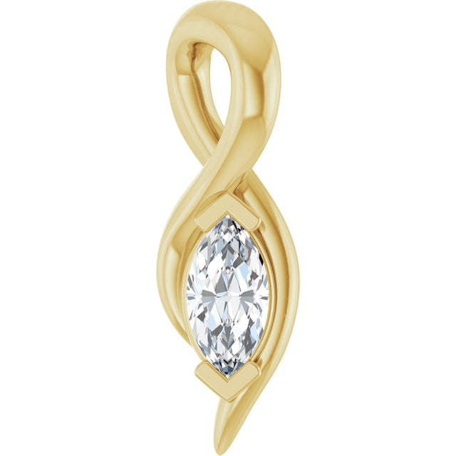 14K Yellow Gold 1/8 CT Lab-Grown Diamond Freeform Pendant
