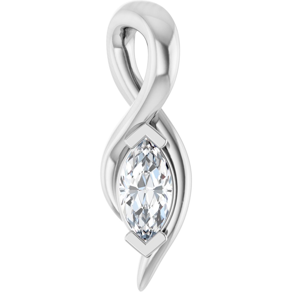 14K White Gold 1/8 CT Lab-Grown Diamond Freeform Pendant