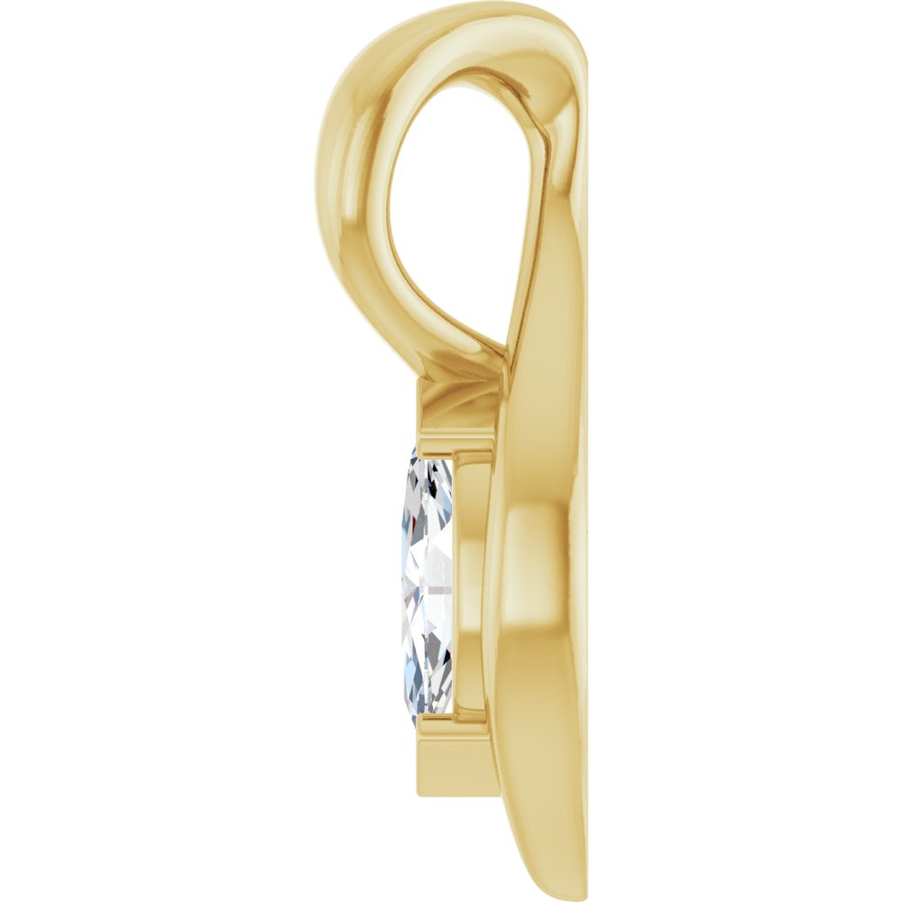 14K Yellow Gold 1/8 CT Lab-Grown Diamond Freeform Pendant