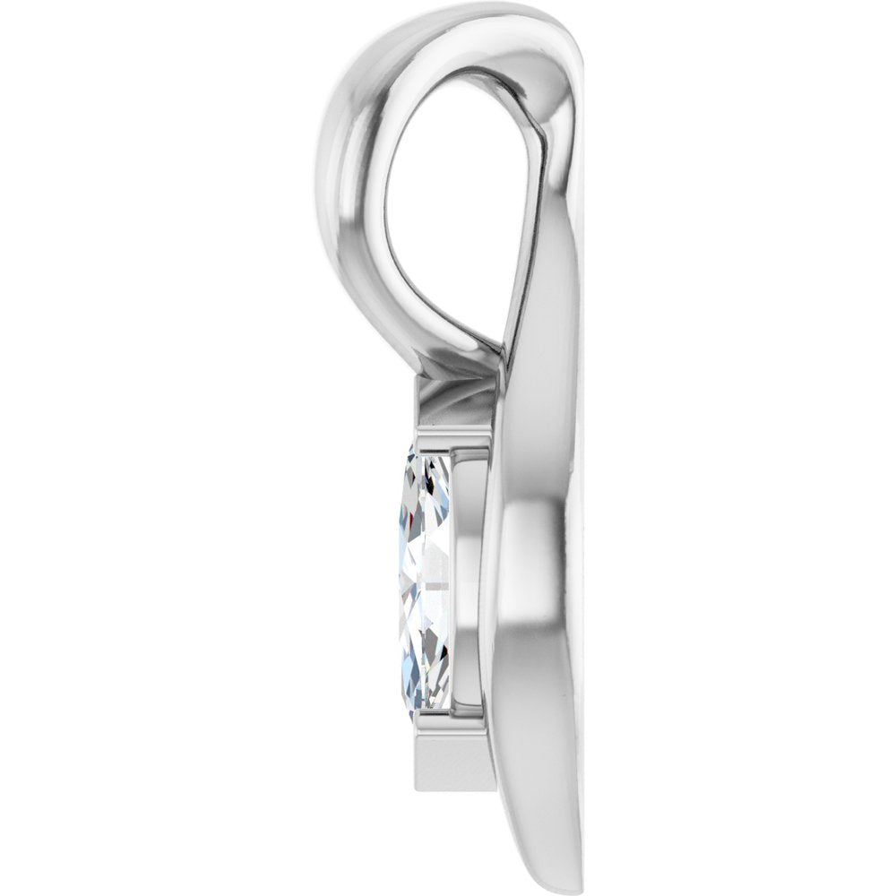 14K White Gold 1/8 CT Lab-Grown Diamond Freeform Pendant