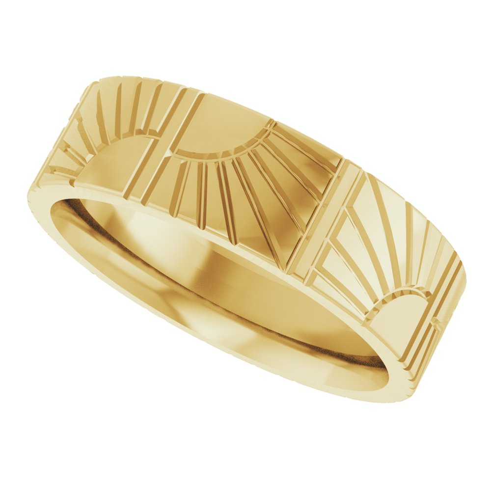 14K Yellow Gold 6 mm Art Deco Flat Band Size 10