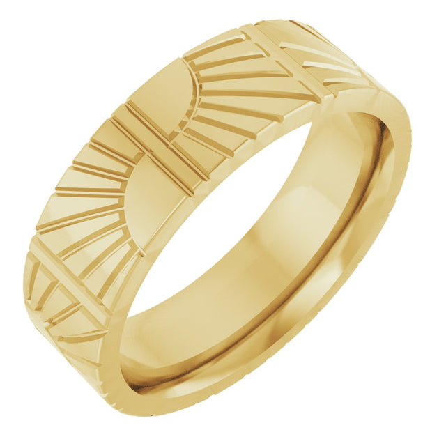 14K Yellow Gold 6 mm Art Deco Flat Band Size 10