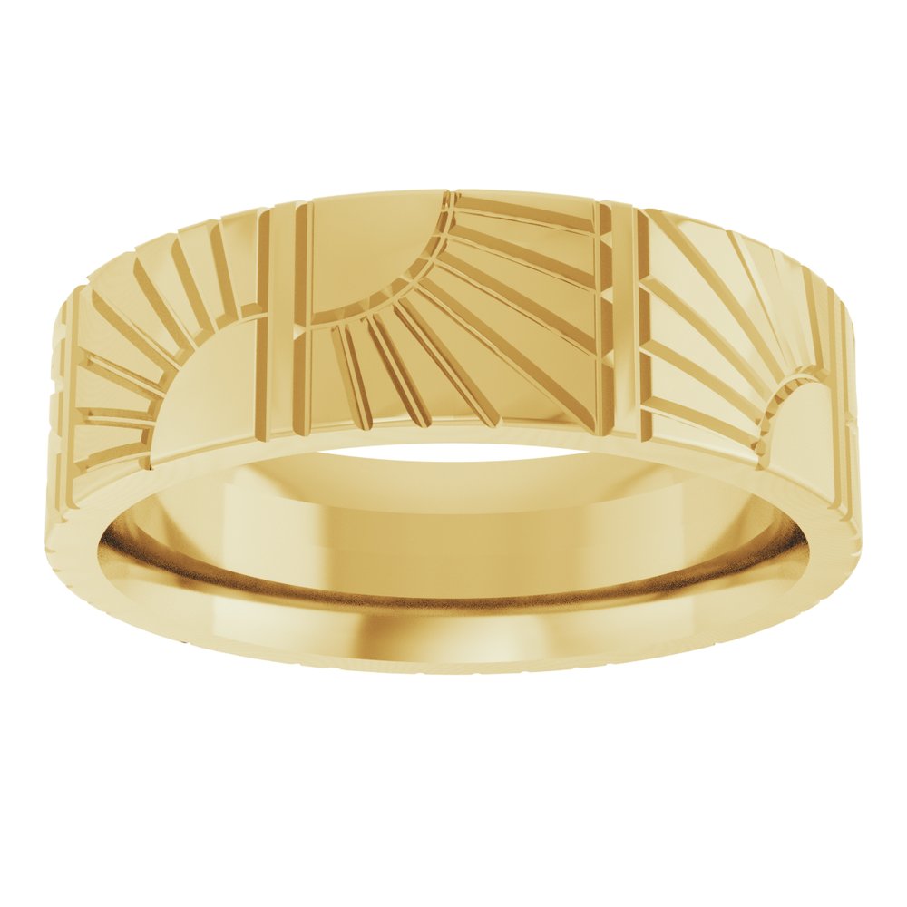 14K Yellow Gold 6 mm Art Deco Flat Band Size 10