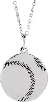 Sterling Silver Engravable Baseball/Softball 16-18" Necklace