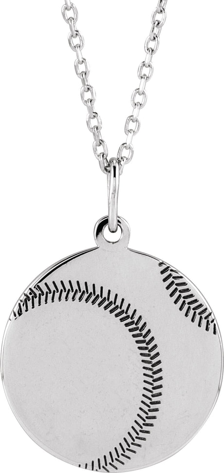 Sterling Silver Engravable Baseball/Softball 16-18" Necklace
