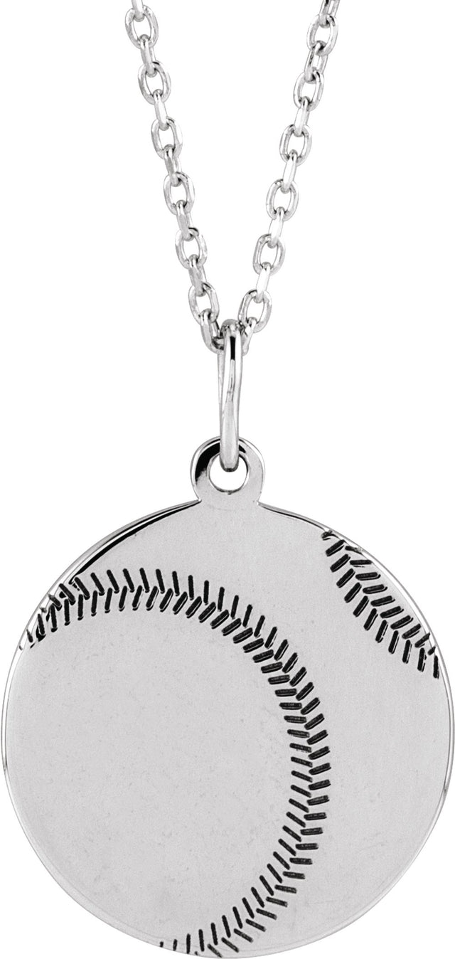Sterling Silver Engravable Baseball/Softball 16-18" Necklace