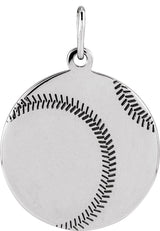 Sterling Silver Engravable Baseball/Softball Pendant