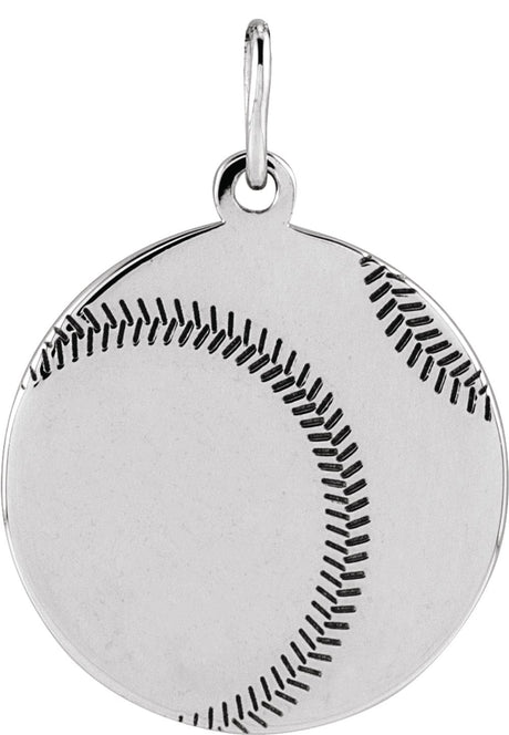 Sterling Silver Engravable Baseball/Softball Pendant