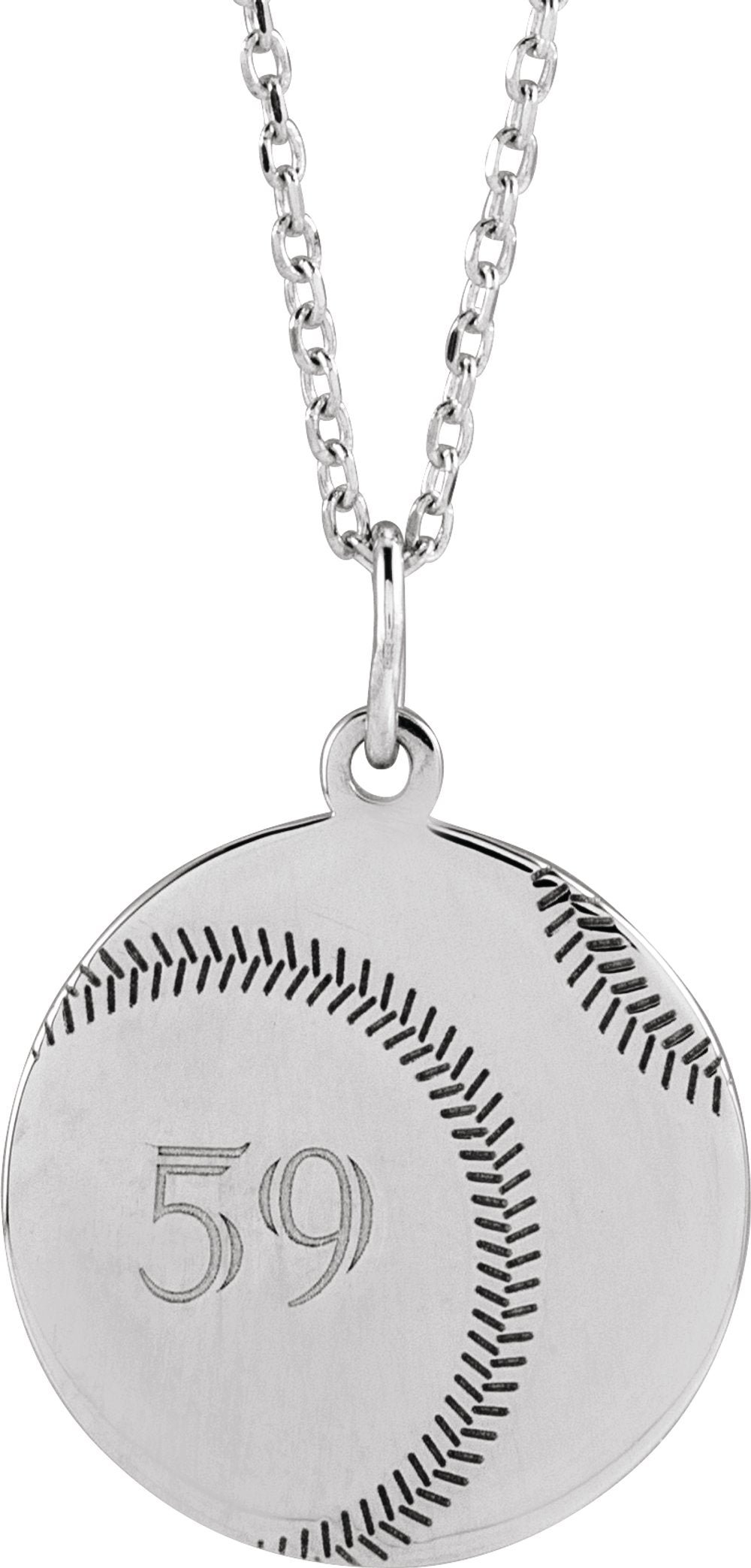 Sterling Silver Engravable Baseball/Softball 16-18" Necklace