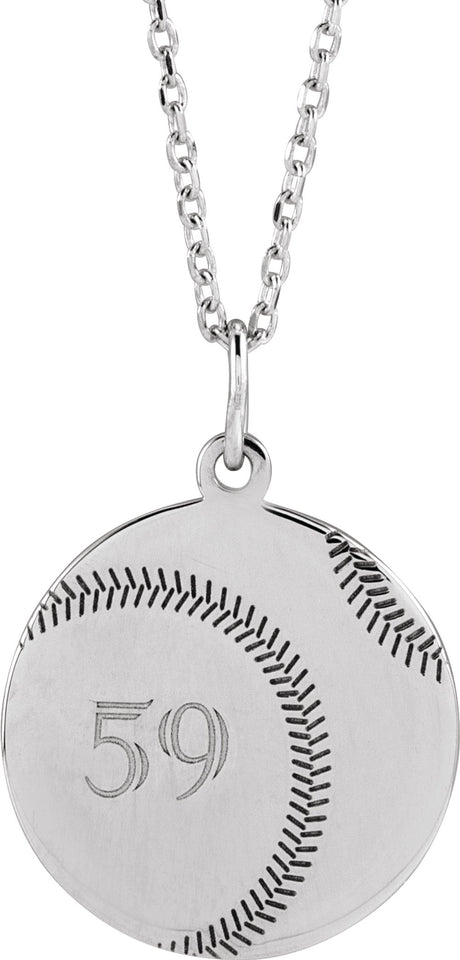 Sterling Silver Engravable Baseball/Softball 16-18" Necklace