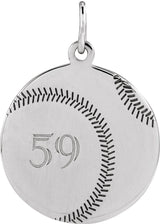 Sterling Silver Engravable Baseball/Softball Pendant
