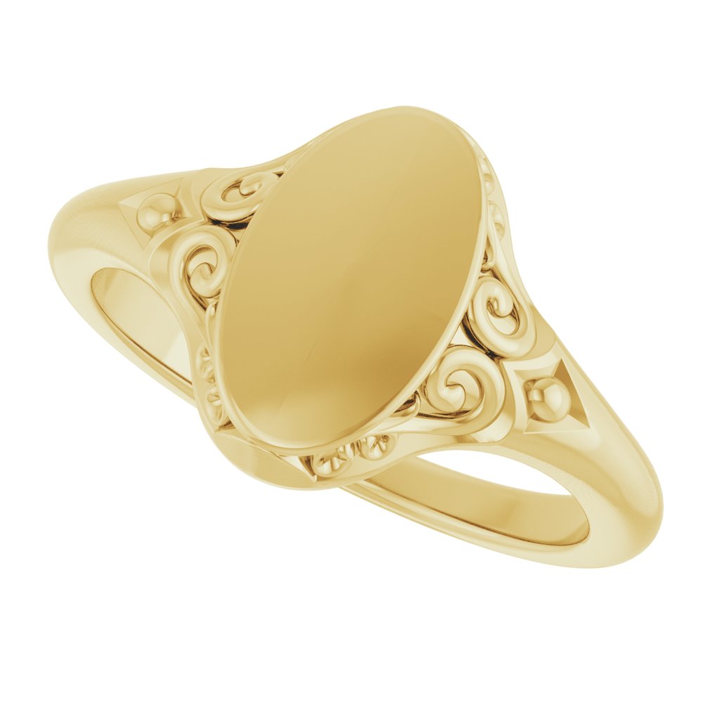 14K Yellow Gold Oval Signet Ring