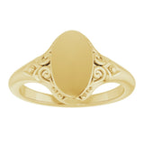 14K Yellow Gold Oval Signet Ring