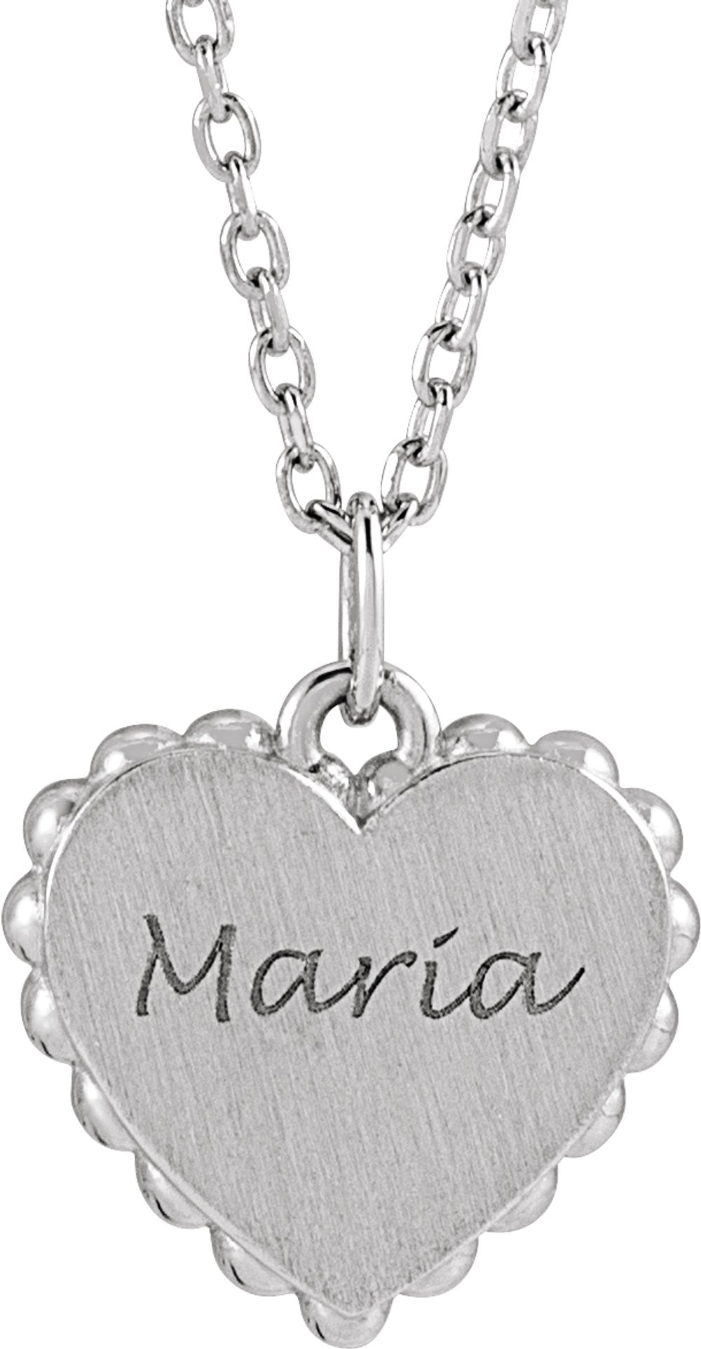 14K White Gold Engravable Heart 16-18" Necklace