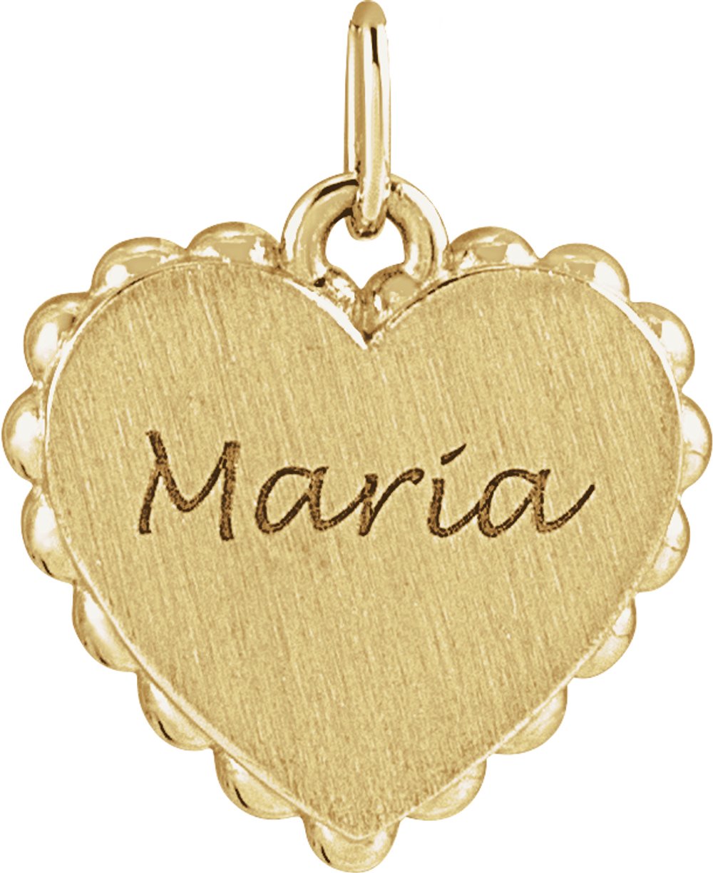 14K Yellow Gold Engravable Heart Charm/Pendant