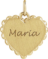 14K Yellow Gold Engravable Heart Charm/Pendant
