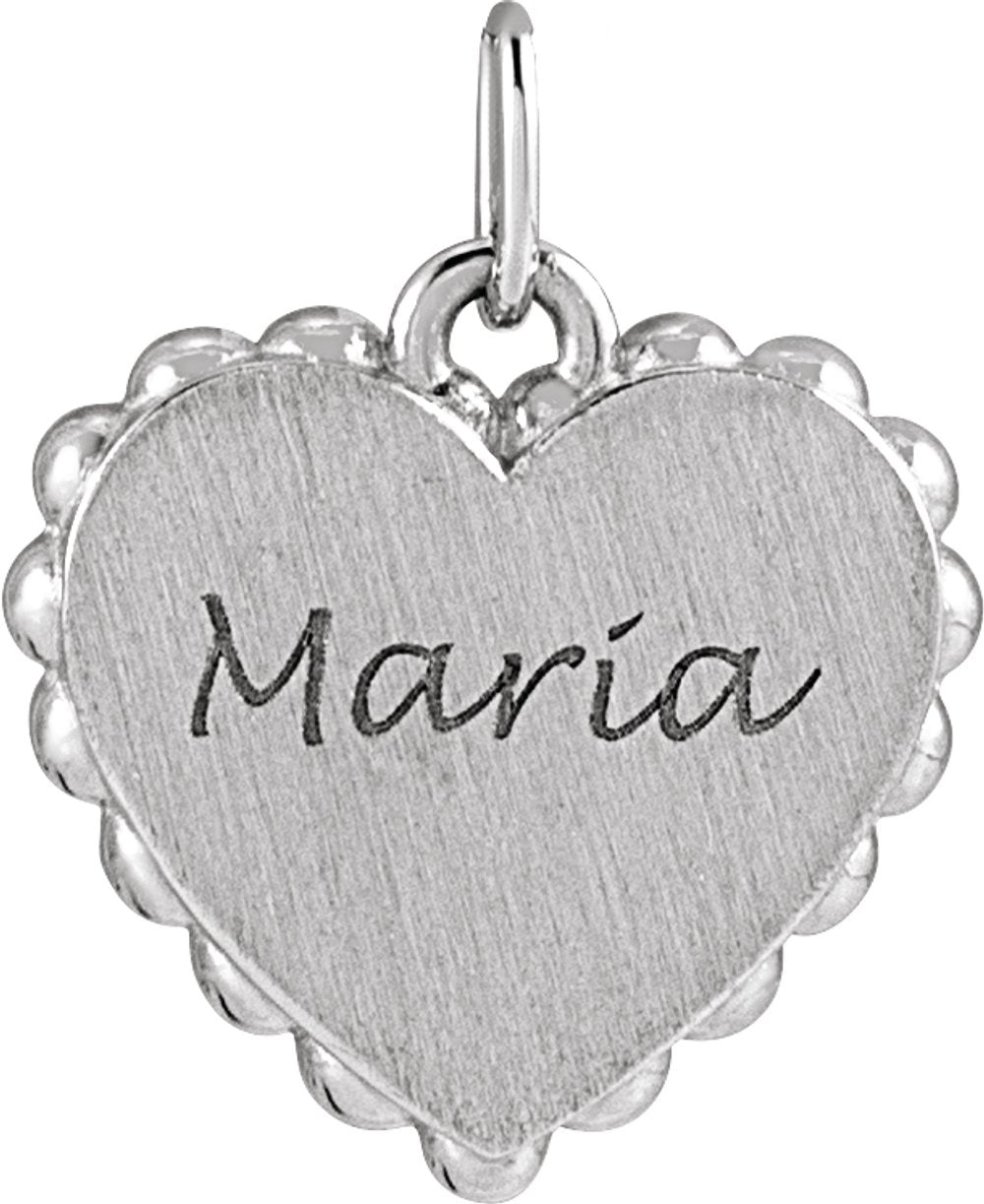 14K White Gold Engravable Heart Charm/Pendant