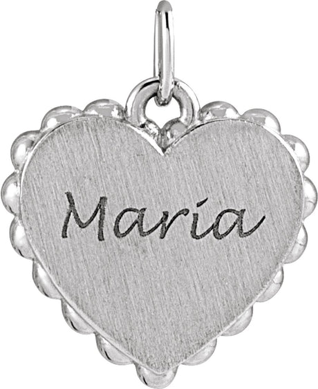 Sterling Silver Engravable Heart Charm/Pendant