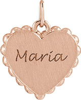 14K Rose Gold Engravable Heart Charm/Pendant