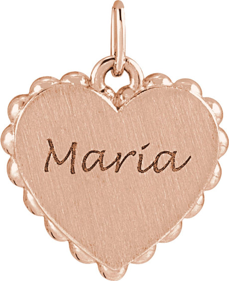 14K Rose Gold Engravable Heart Charm/Pendant