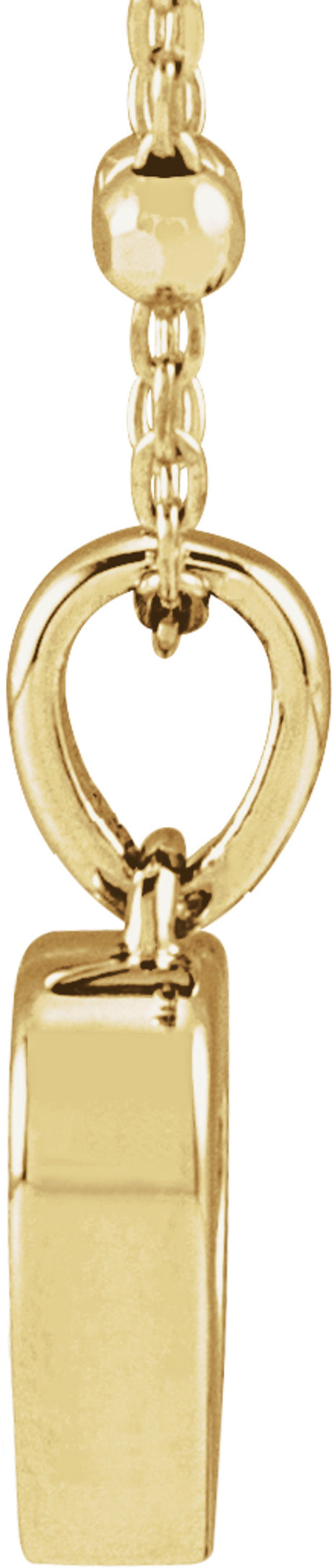 14K Yellow Gold Natural Black Onyx Cabochon Heart Pendant