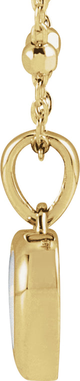 14K Yellow Gold Natural White Opal Cabochon Heart Pendant