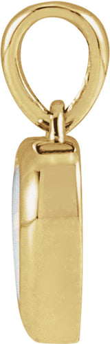 14K Yellow Gold Natural White Opal Cabochon Heart Pendant