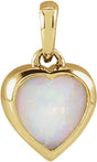 14K Yellow Gold Natural White Opal Cabochon Heart Pendant