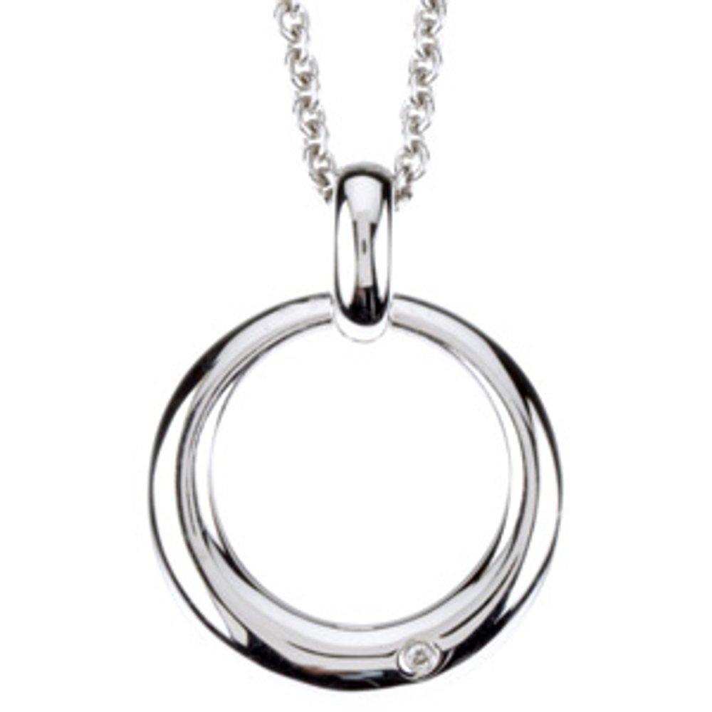 Sterling Silver .01 CT Natural Diamond Circle 18" Necklace