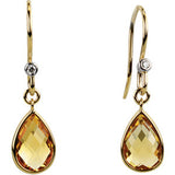 14K Yellow Natural Citrine & .02 CTW Natural Diamond Earrings