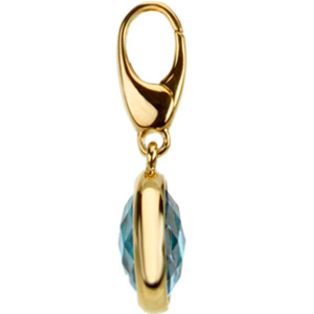 14K Yellow Checkerboard Natural Swiss Blue Topaz Charm